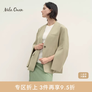 口开叉西装 09WFJ241080 Owen春夏气质通勤简约无领袖 Mila