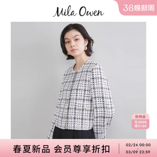 Mila Owen26春夏新品华丽优雅金扣短款粗花呢外套09WFJ261004