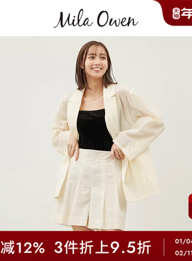 Mila Owen春夏简约淡人通勤薄款高腰休闲短裤09WFP251187