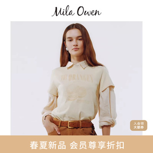 百搭食物印花做旧纯棉短袖 T恤09WCT261023 Owen26春夏新品 Mila