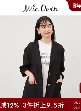 Mila Owen春夏休闲简约微透长袖翻领西装外套09WFJ242123