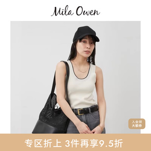 Mila 针织背心上衣09WNT252013 Owen春夏简约百搭撞色边无袖
