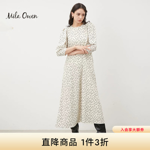 Mila Owen 秋冬法式优雅气质碎花直筒圆领连衣裙09WFO235124