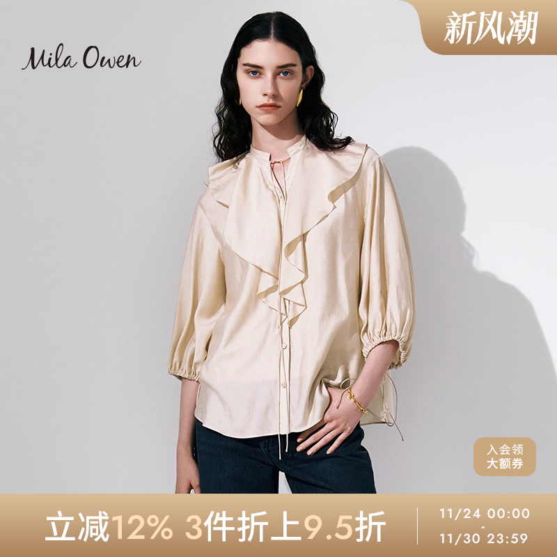 MilaOwen七分袖透视衬衫