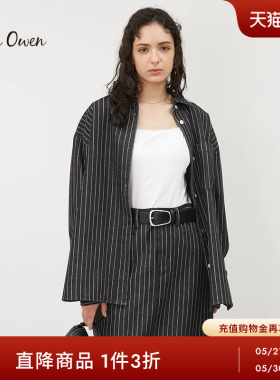 Mila Owen秋冬时尚休闲款数廓形条纹衬衫夹克09WFJ234004