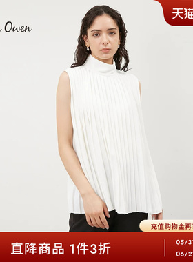 Mila Owen 春夏日系气质纯色高领压褶衬衫09WFT234201