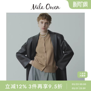 09WNT244011 圆领套头假两件针织开衫 Mila Owen秋冬休闲时尚