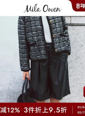 Mila Owen秋冬时尚百搭松紧高腰压褶休闲短裤09WFP244061