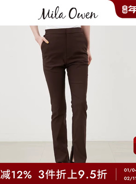 Mila Owen秋冬休闲百搭修身显瘦纯色高腰紧身裤09WFP244043