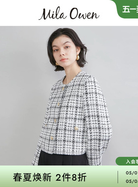 Mila Owen26春夏新品华丽优雅金扣短款粗花呢外套09WFJ261004