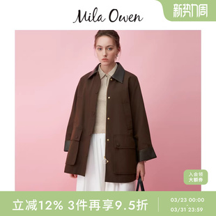 Mila 宽松廓形仿皮革领夹克外套09WFJ254148 Owen秋冬时尚