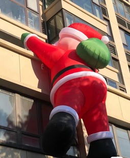 充气圣诞老人卡通模型发光装饰树拱门道具圣诞节美陈雪人爬墙气模