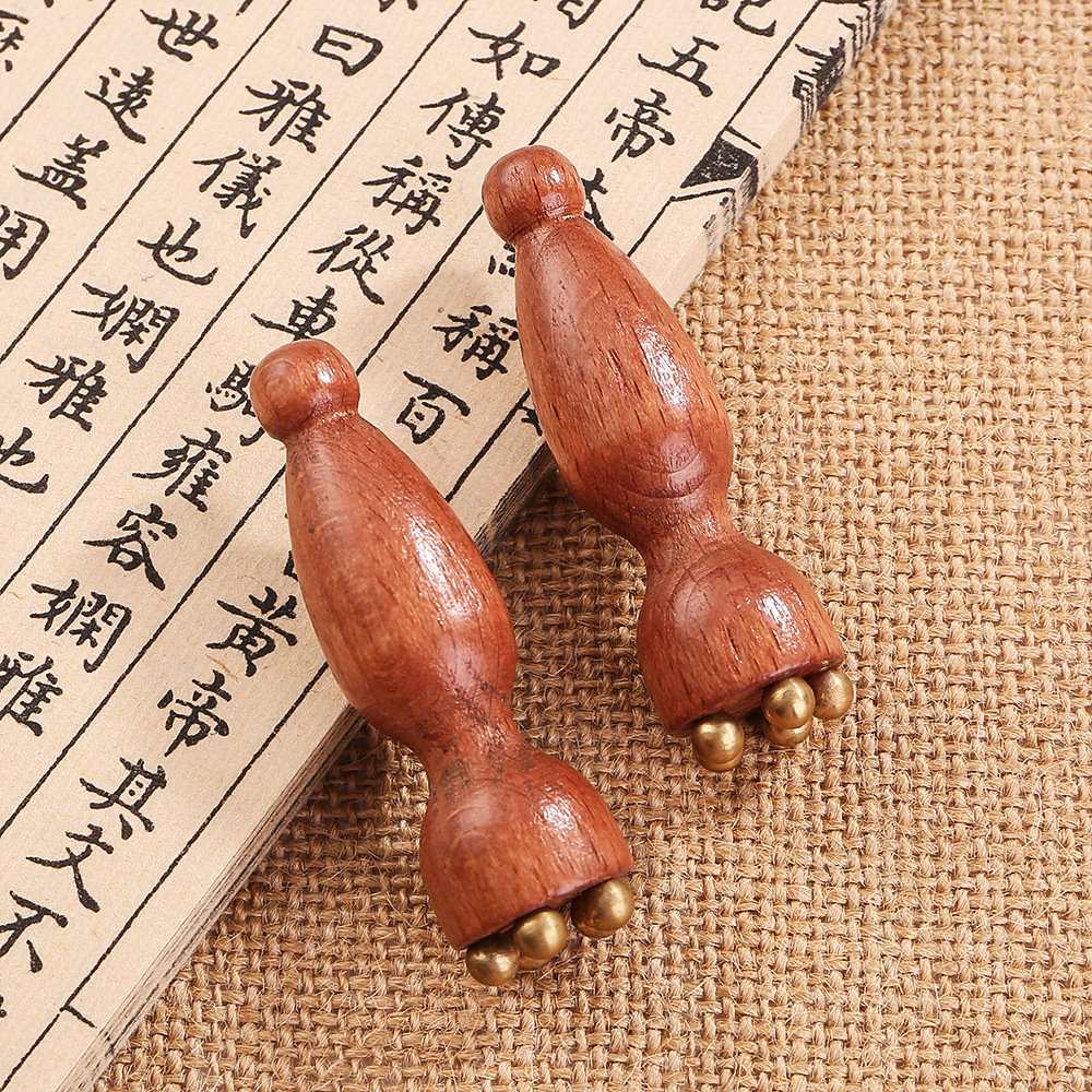 【买一送一】黄铜小莲蓬按摩棒家用面部脸部眼部拔经筋棒工具w