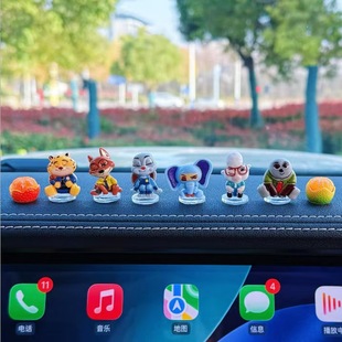 新款 饰w 可爱朱迪尼克车载摆件汽车中控台摆件疯狂动物城卡通装