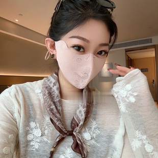 2026新款夏季蕾丝高防晒立体口罩女士护眼角轻薄透气遮脸面罩m