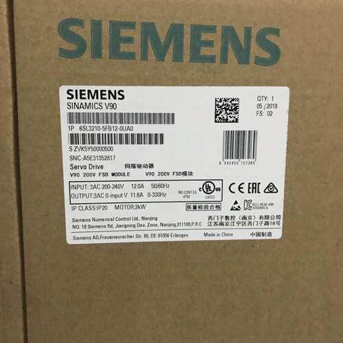 全新6SL3210-5FB12-0UA0 V90 200V驱动器6SL3210-5FB12-0UF0现货