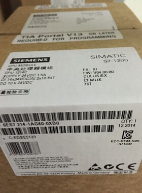 原装1P6ES7214-1AG40-0XB0正品1214C 紧凑型 CPU6ES72141AG400XB0