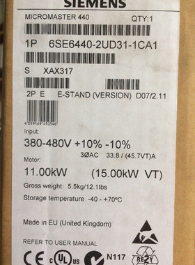 原装1P6SE6440-2UD31-1CA1全新正品440 无滤波器6SE64402UD311CA1