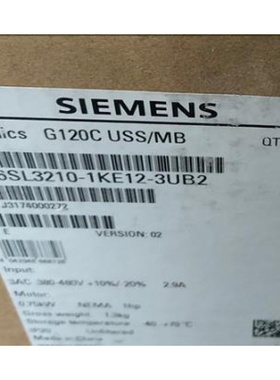 全新6SL3210-1KE12-3UB2西门子原装G120C6SL3210-1KE12-3AB2现货
