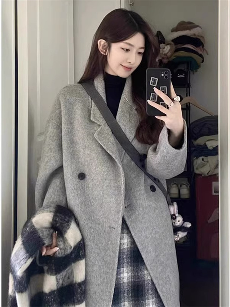 TheoryTommy灰色双面羊绒大衣