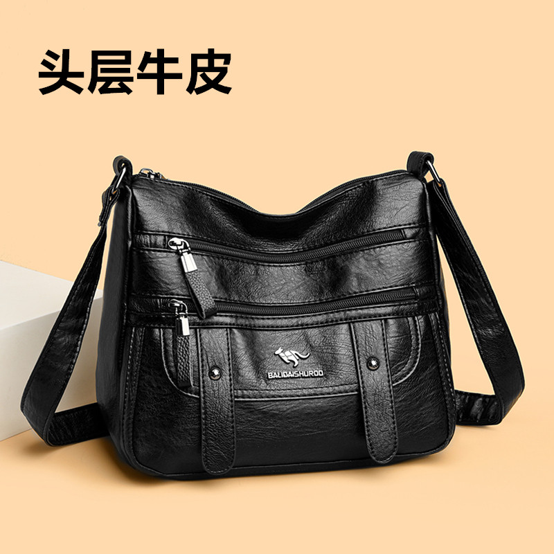 头层牛皮单肩斜挎包女士包软真皮中年妈妈包百搭时尚2025新款潮流