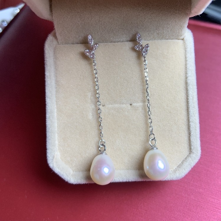 【岚楚】诸暨山下湖珍珠 纯银长款水滴白色天然淡水珍珠耳环耳线,珠宝/钻石/翡翠,耳饰,淘宝优惠券,粉丝福利购,淘宝优惠卷