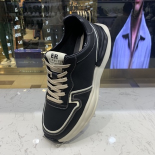 广州正版男鞋Q507时尚休闲真皮运动超轻增高厚底老爹鞋百搭融化底