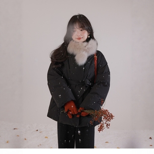 2025新款韩系氛围腰带羽绒服女短款90白鸭绒冬季收腰外套百搭上衣