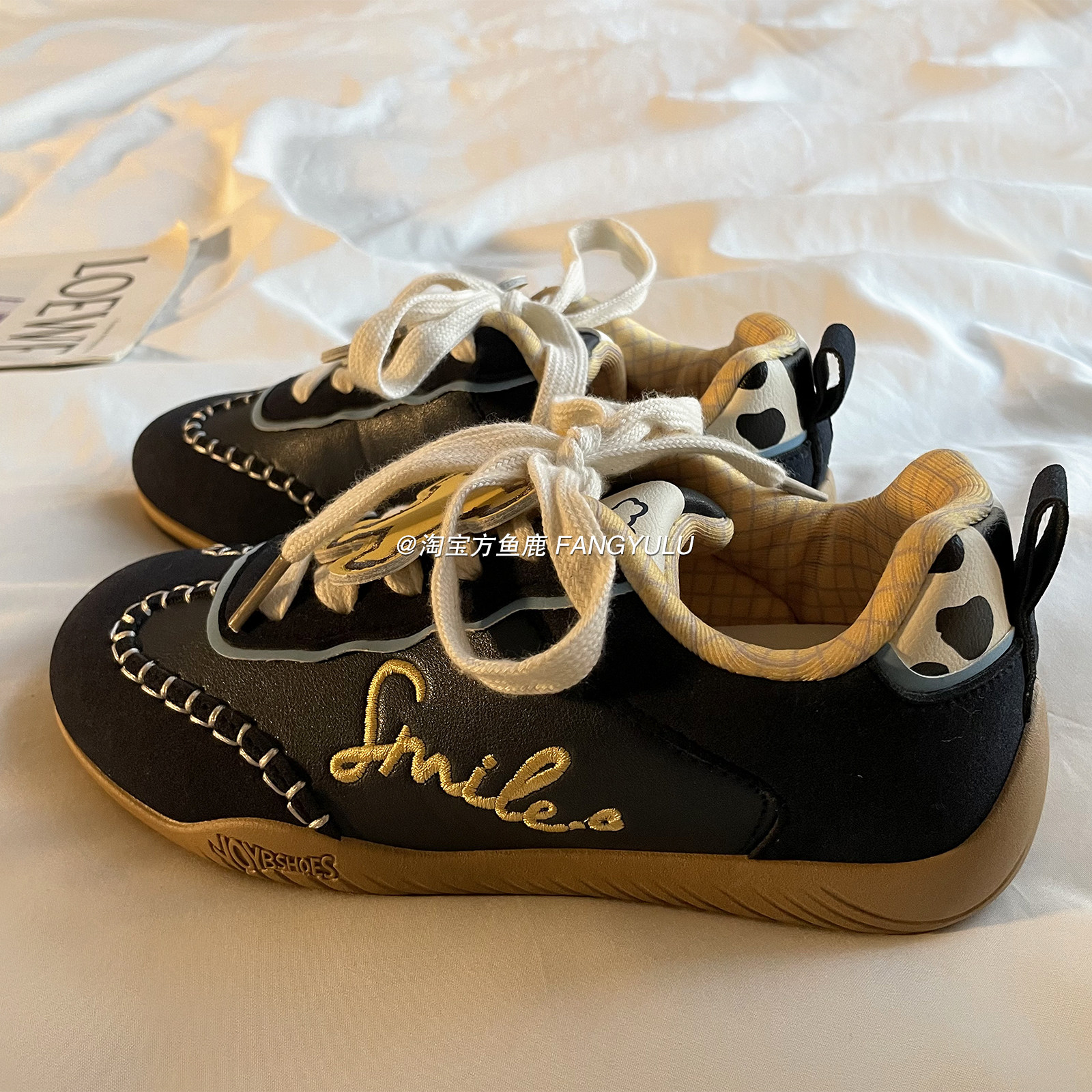 方鱼鹿 小众韩版德训鞋女款2026早春新款百搭街拍学生运动板鞋ins,女鞋,德训鞋,淘宝优惠券,粉丝福利购,淘宝优惠卷