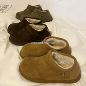 方鱼鹿 一脚蹬保暖勃肯鞋 ins韩系软底小土豆雪地靴女2025新款 冬季