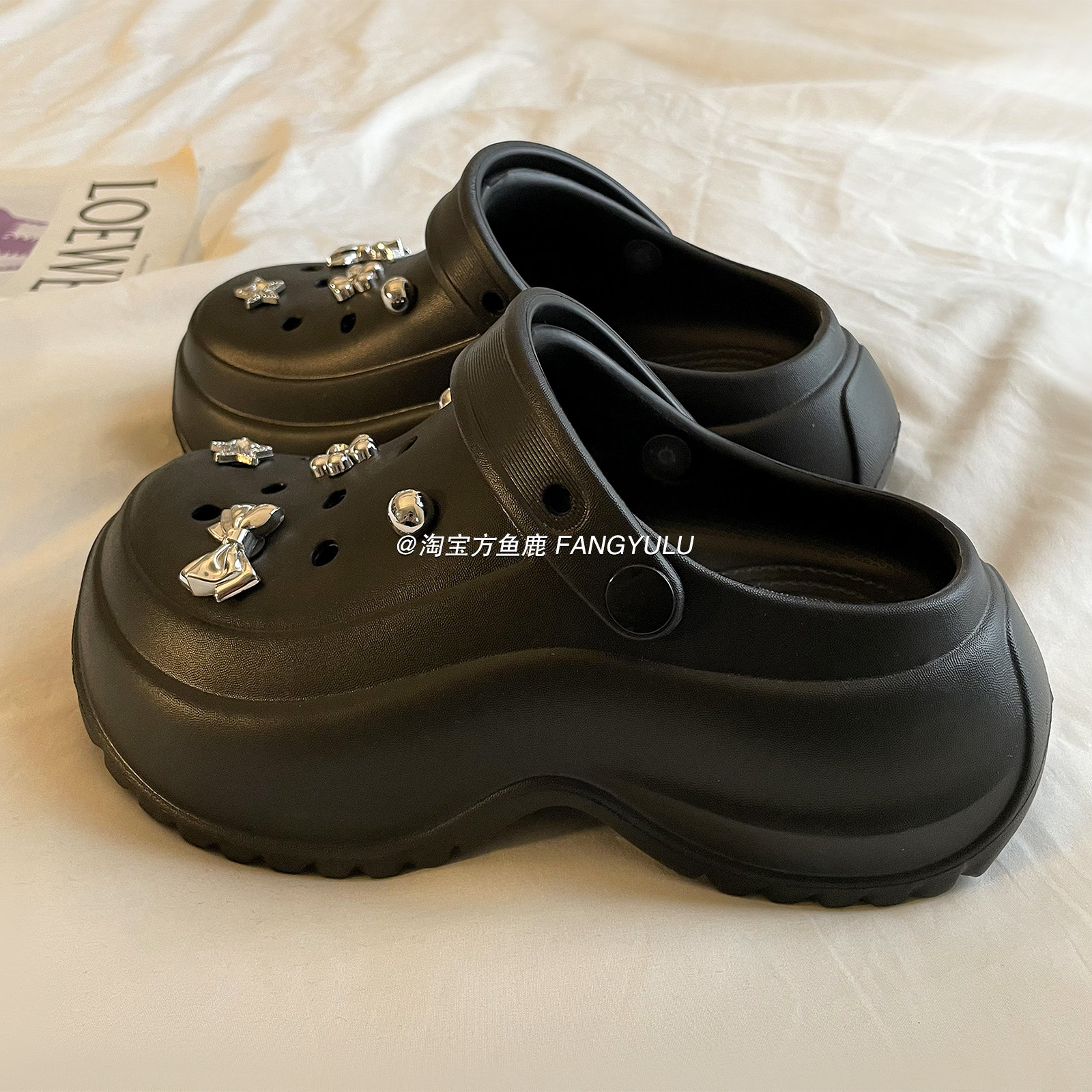 方鱼鹿 厚底增高洞洞鞋女2025夏季一体成型EVA防臭透气凉拖鞋外穿,女鞋,洞洞鞋,淘宝优惠券,粉丝福利购,淘宝优惠卷