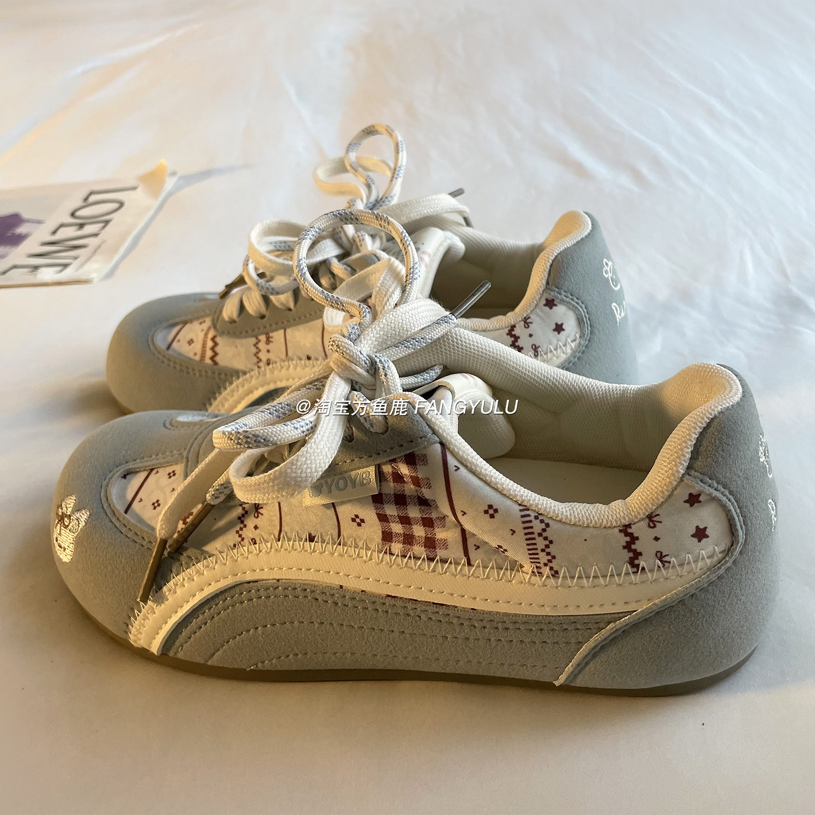 方鱼鹿 德训鞋女2025年春季新款百搭圆头休闲软底运动阿甘鞋ins潮,女鞋,德训鞋,淘宝优惠券,粉丝福利购,淘宝优惠卷