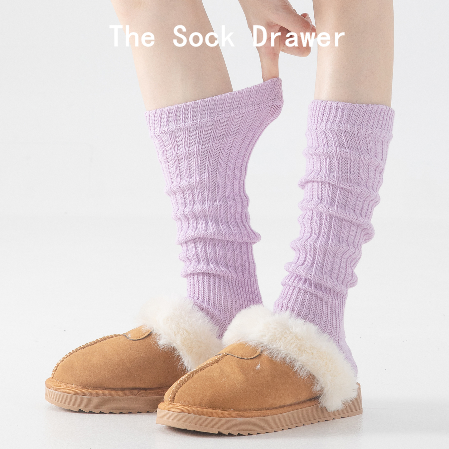 秋冬天外穿加厚针织袜套女y2k辣妹紫色jk及膝长筒小腿堆堆袜腿套