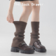 秋冬针织袜套女士咖色y2k辣妹韩版 缺口长筒腿堆堆袜腿套配乐福鞋
