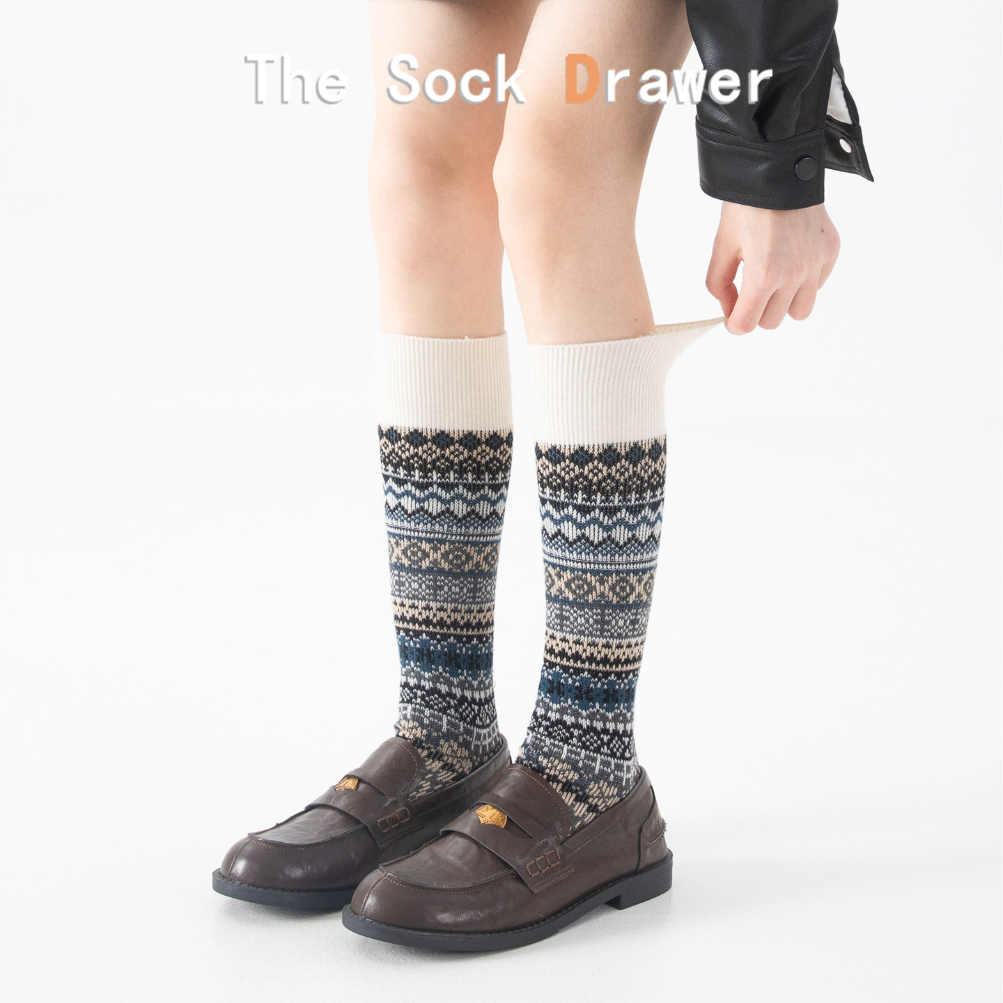 复古民族风高筒袜子女士春秋冬季双针双路及膝无骨费尔岛小腿袜,女士内衣/男士内衣/家居服,中筒袜,淘宝优惠券,粉丝福利购,淘宝优惠卷