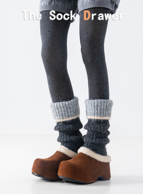 袜套堆堆袜羊毛加厚保暖翻边阔腿韩版东大门灰色长筒撞色女款腿套