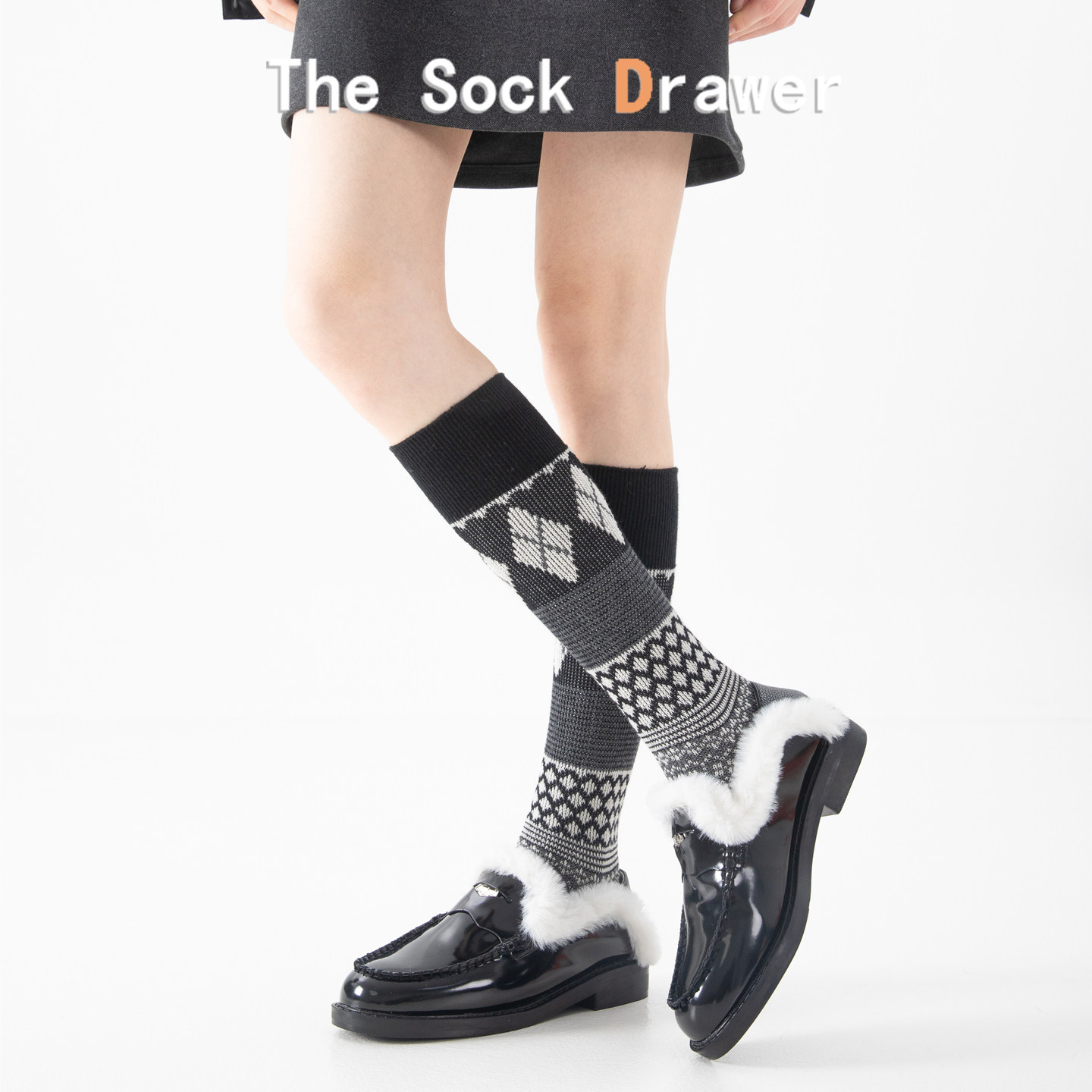 微压显瘦不勒脚小腿袜女士秋冬黑灰复古菱格长筒袜子及膝堆堆袜,女士内衣/男士内衣/家居服,中筒袜,淘宝优惠券,粉丝福利购,淘宝优惠卷