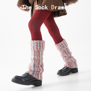 毛绒袜套女配连裤 袜翻口羊毛阔腿喇叭型堆堆袜腿套加绒保暖护腿套