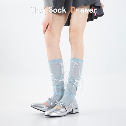 夏季薄款芭蕾风堆堆袜腿套女日系JK甜美系带蝴蝶结半掌脚踩袜套