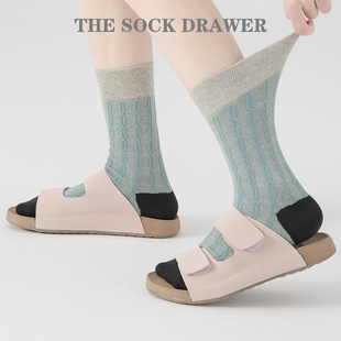 小众设计感复古亮丝精梳棉女立体麻花韩版 东大门中筒袜街头外穿