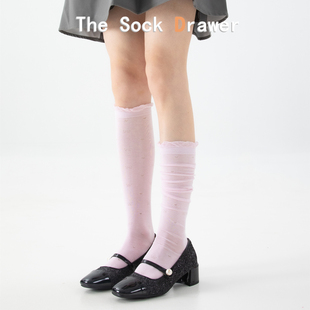 爆款 长袜 桃心堆堆袜芭蕾风2026新款 粉色蝴蝶结袜子小腿袜女夏薄款