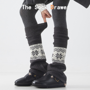 堆堆袜腿套女秋冬加厚叠穿松口阔腿微喇费尔岛小腿袜配打底裤 袜套