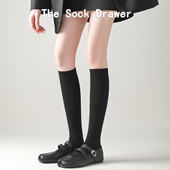 小腿袜女春秋分趾miu系芭蕾风微压显瘦长筒袜子黑色竖条堆堆袜子