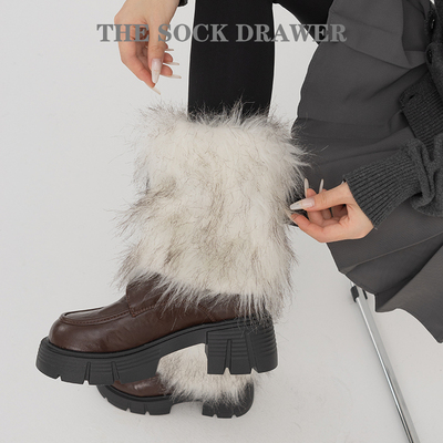 皮草袜套雪地靴袜套女秋冬堆堆袜加厚保暖修饰腿型辣妹毛绒腿套