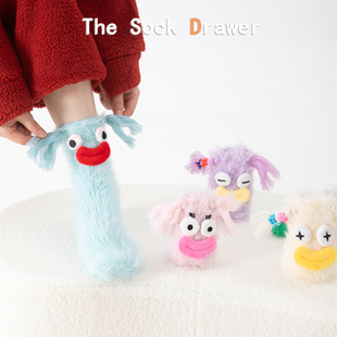 亲子袜子女秋冬加厚保暖居家睡眠地板袜丑萌搞怪堆堆袜可爱卡通