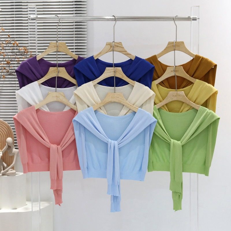 2025春季针织披肩衬衫外搭打结坎肩秋薄款护颈脖子空调房搭肩假领,女装/女士精品,短外套,淘宝优惠券,粉丝福利购,淘宝优惠卷