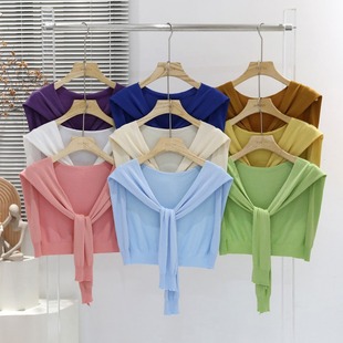 2025春季针织披肩衬衫外搭打结坎肩秋薄款护颈脖子空调房搭肩假领