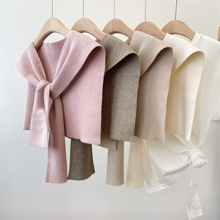 2025初秋打结小披肩女韩版纯色百搭ins潮坎肩毛线围巾护颈假领子