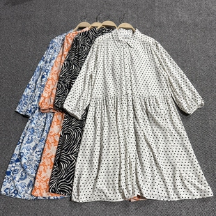 澳大利亚品牌 女春夏款单排扣翻领中长款柔软透气休闲通勤连衣裙