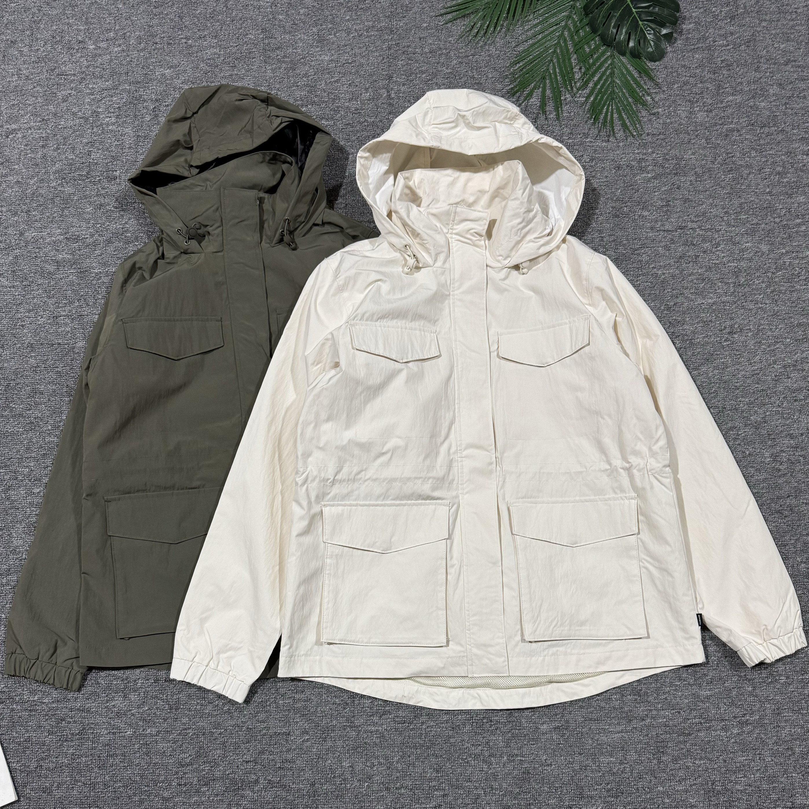 外贸春秋新款女士连帽经典百搭休闲多口袋防水薄风衣外套